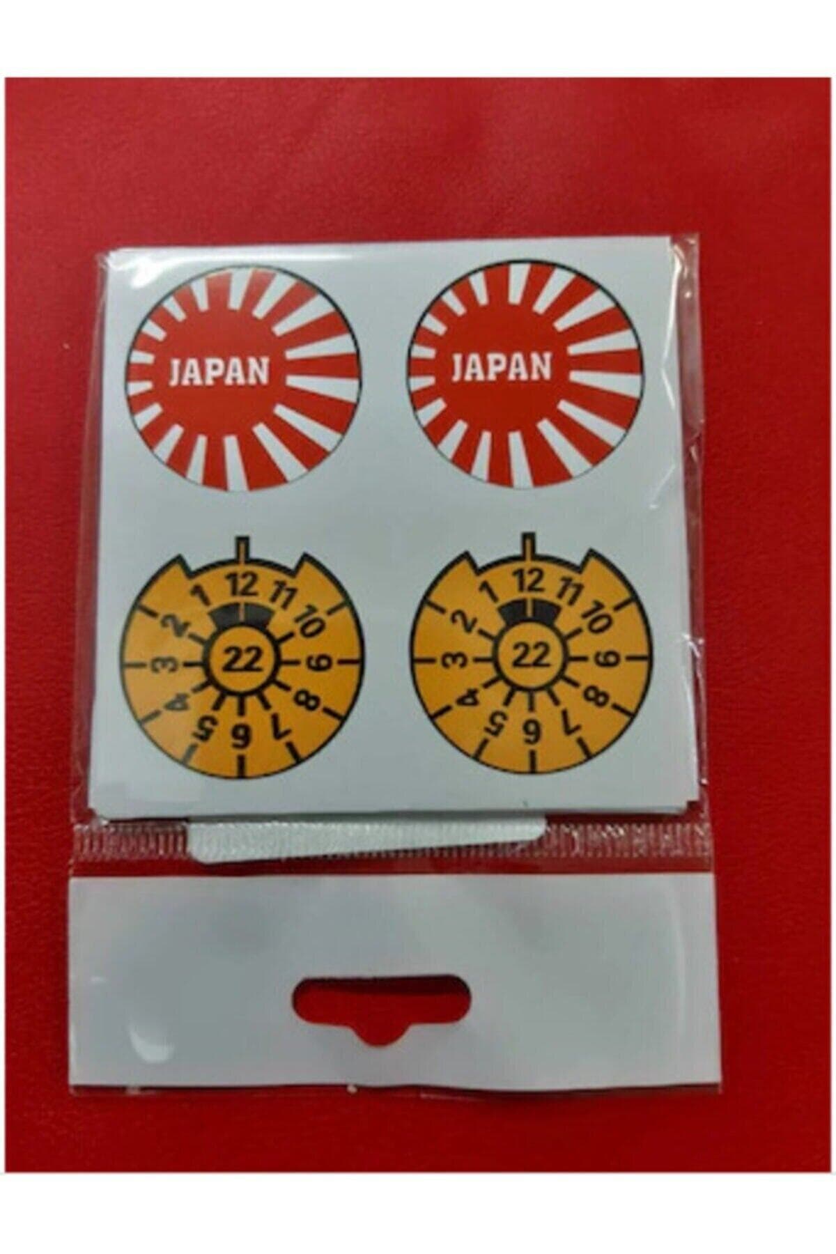 Japonya Bayraklı Plaka Pulu Sticker 4'lü – 2 Bayrak, 2 Pul