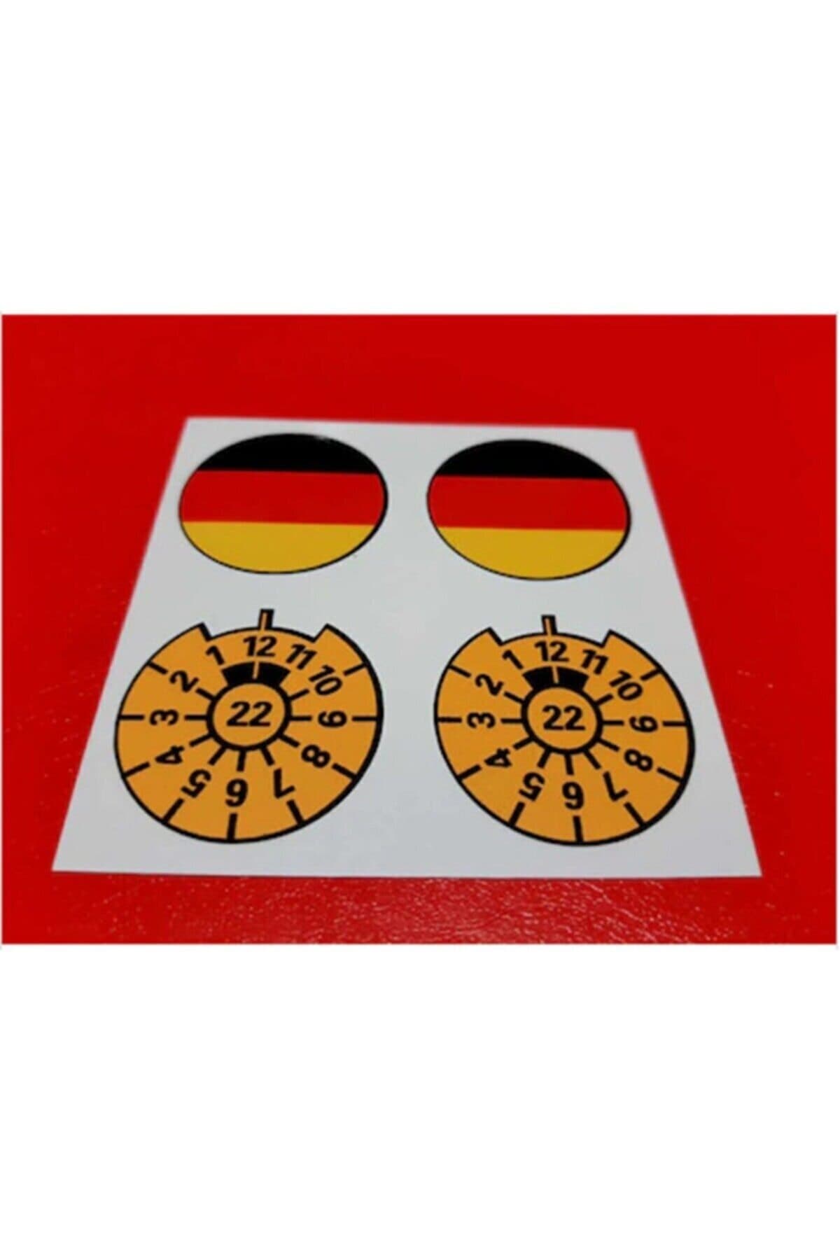 Almanya Bayraklı Plaka Pulu Sticker 4'lü – 2 Bayrak, 2 Pul