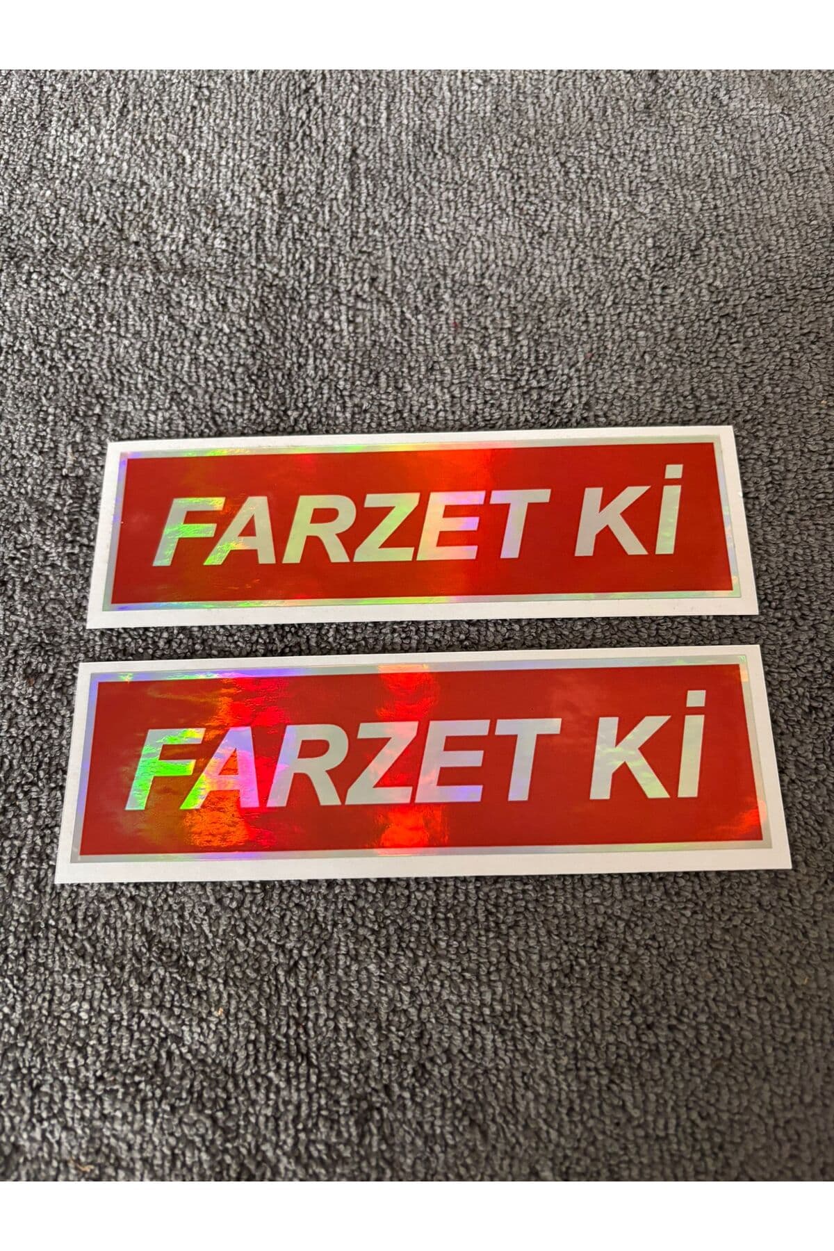Farzetki Sticker Hologramlı Kırmızı 2 Adet (4x14,5 cm)